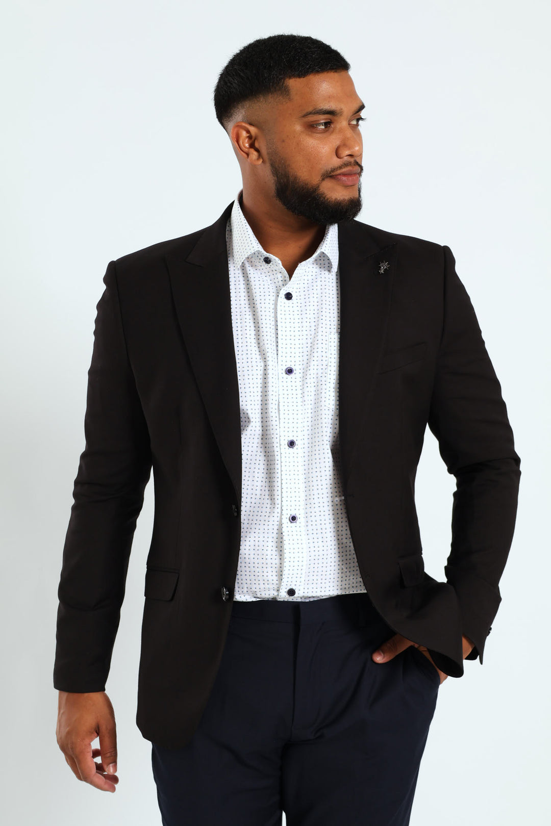 Slim Fit Viscose Blend Jackets - Black