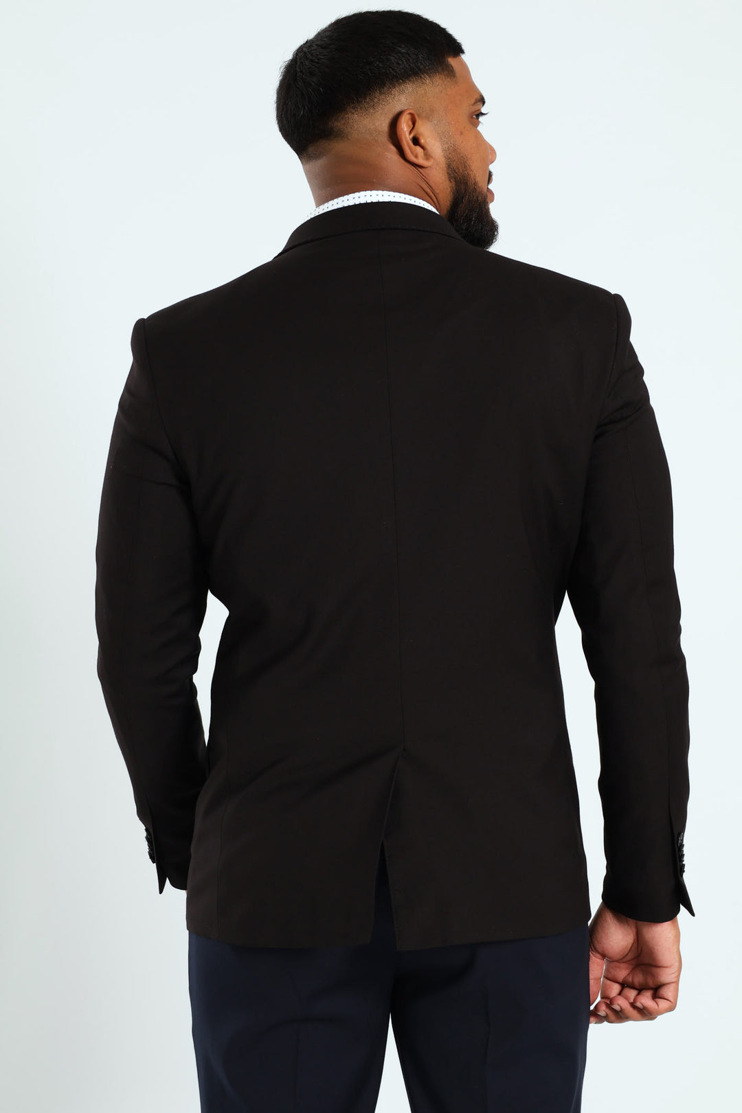 Slim Fit Viscose Blend Jackets - Black