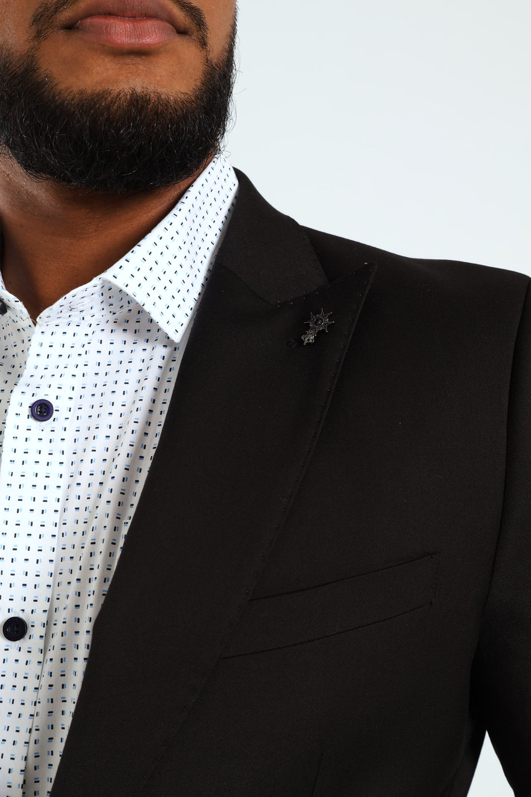 Slim Fit Viscose Blend Jackets - Black