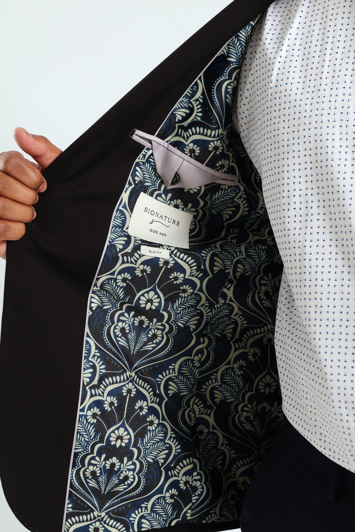 Slim Fit Viscose Blend Jackets - Black