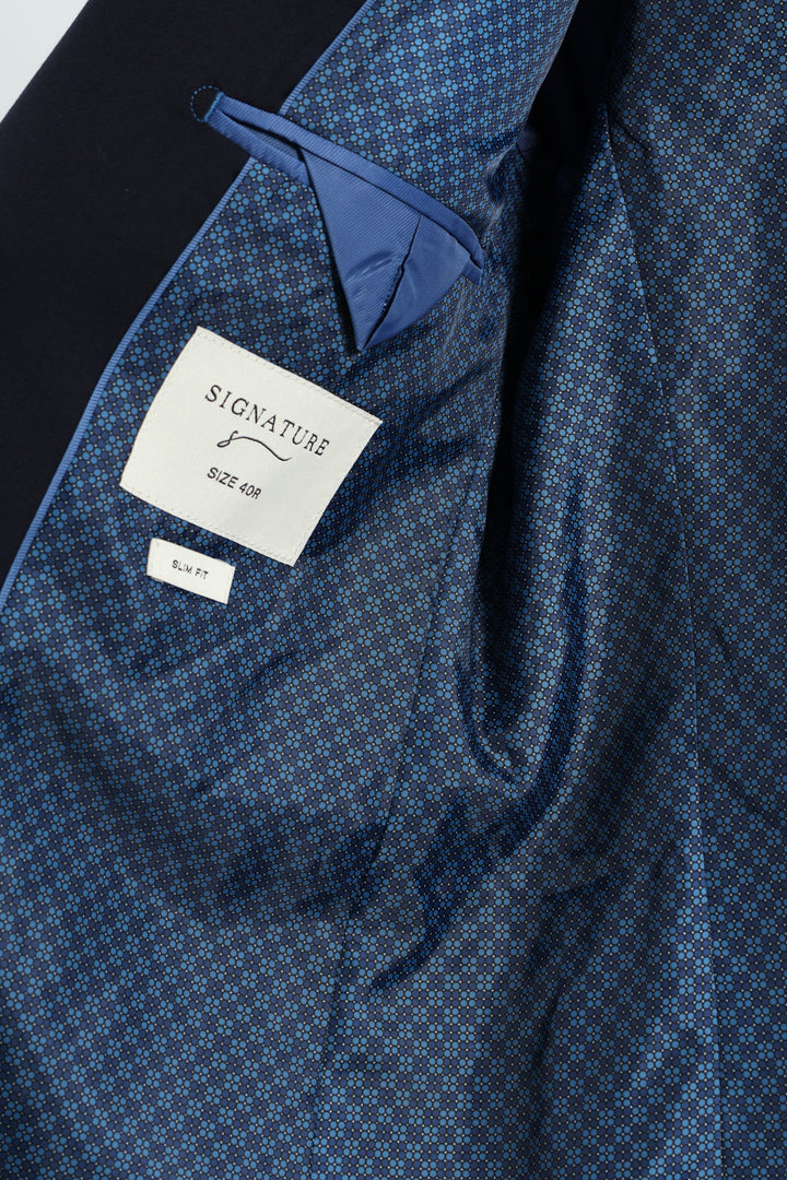 Slim Fit Viscose Blend Jacket - Navy