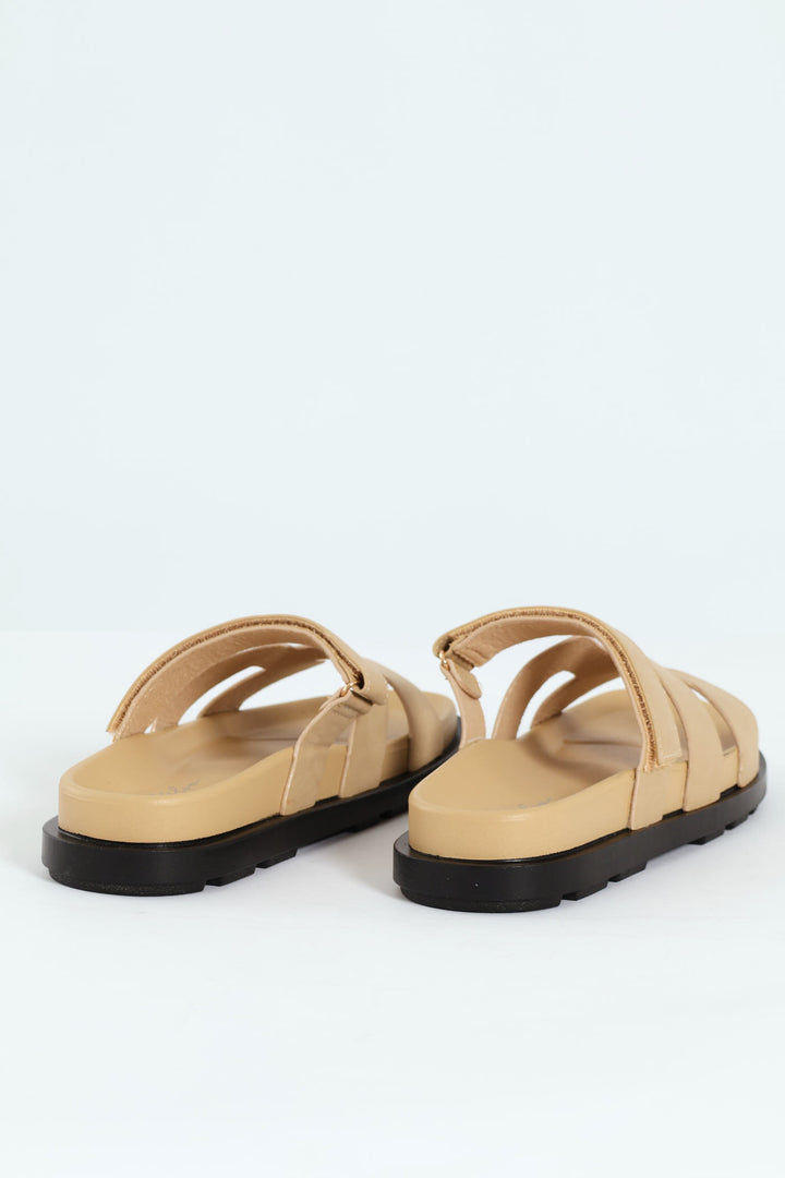 Mule Sandal With Strap - Natural