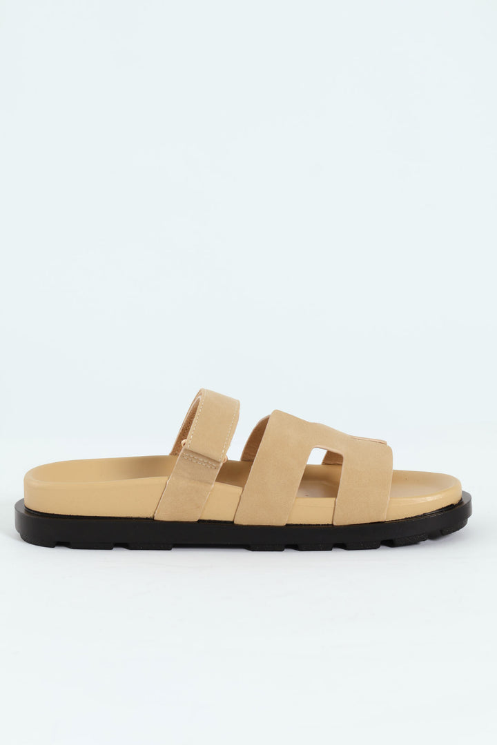 Mule Sandal With Strap - Natural