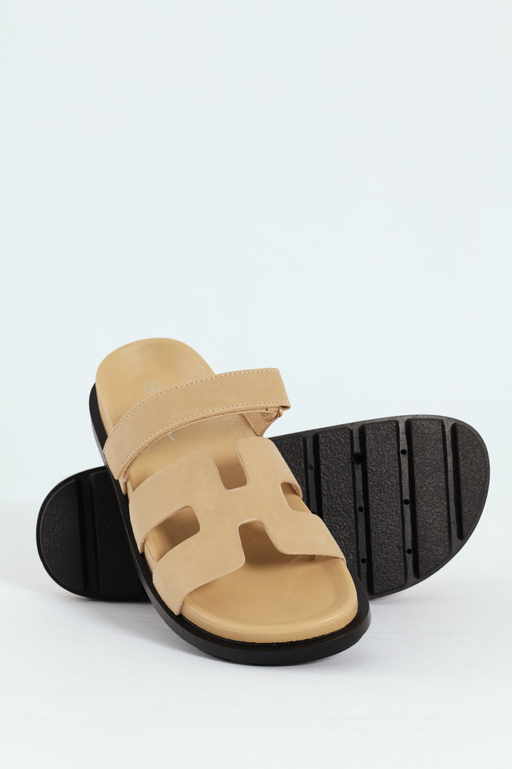 Mule Sandal With Strap - Natural