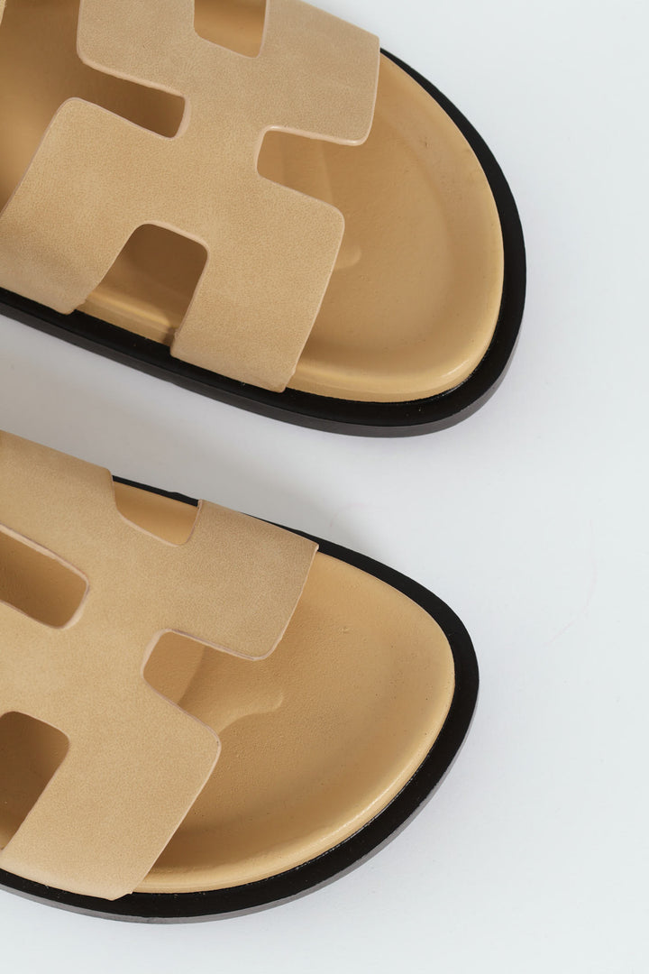 Mule Sandal With Strap - Natural