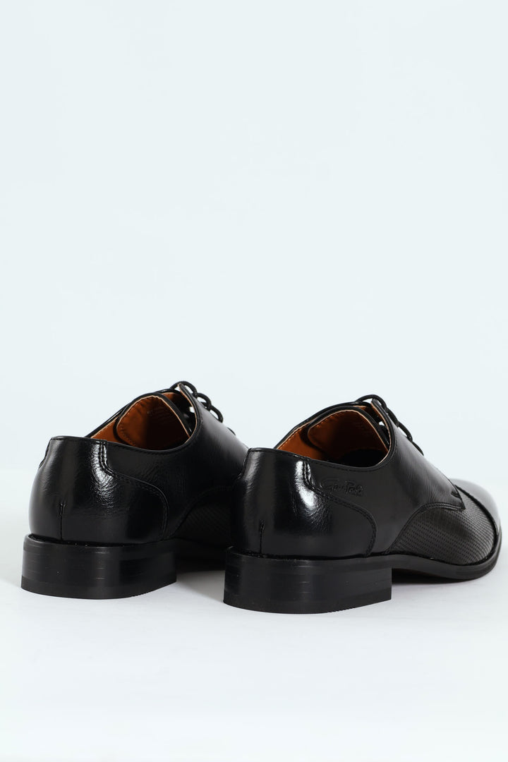 Toe Cap & Pin Punch Detail Derby Shoe - Black