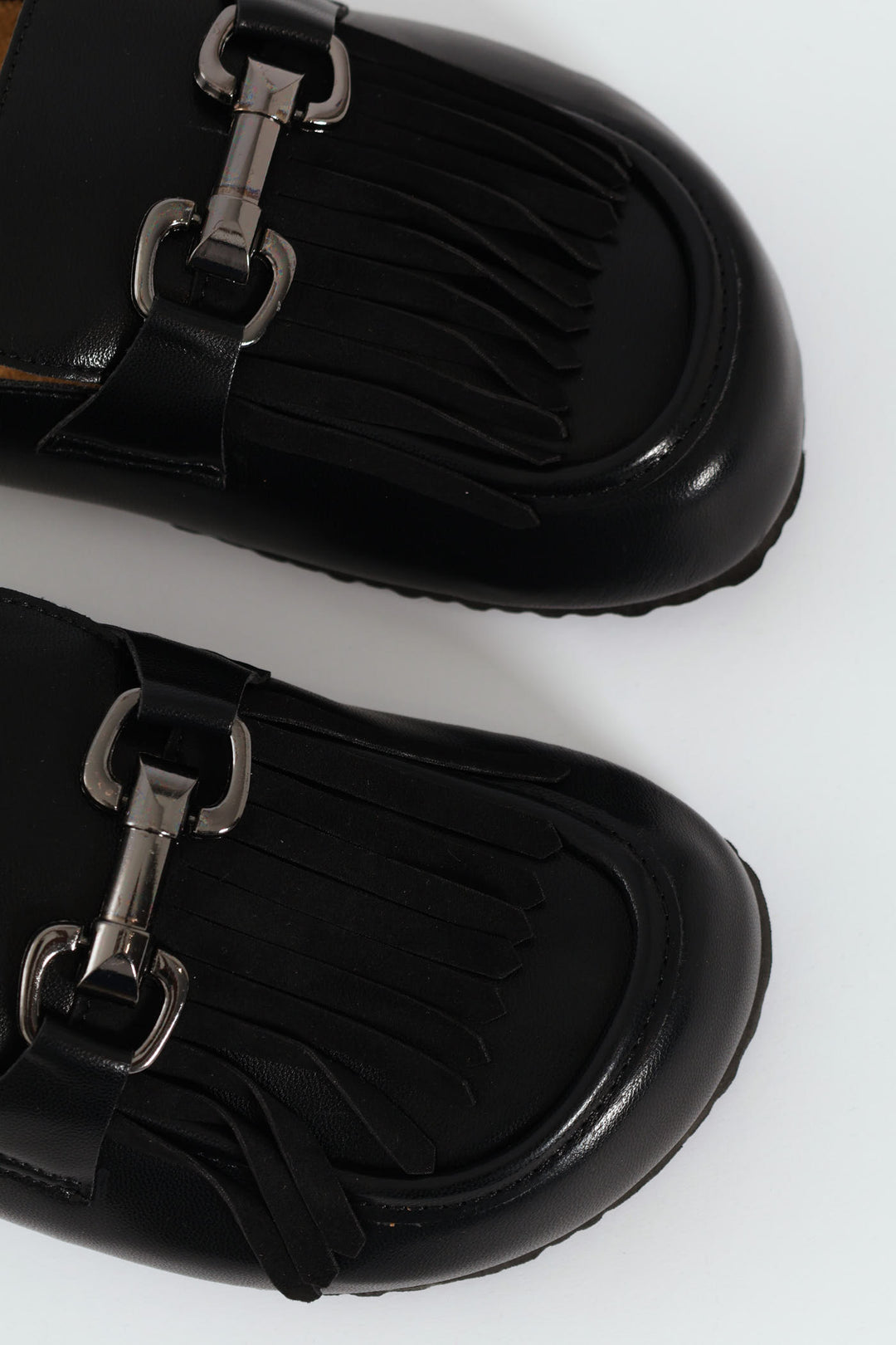 Push In Mule With Tassle Apron Detail - Black