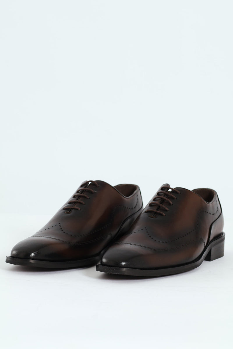 Punched Detail Oxford Shoe - Chocolate