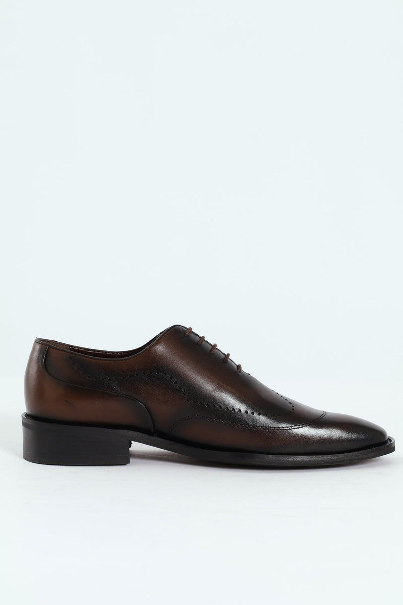 Punched Detail Oxford Shoe - Chocolate