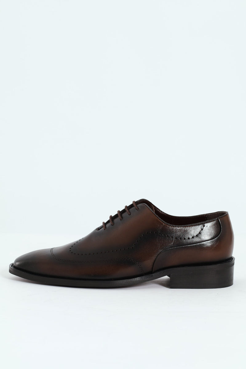 Punched Detail Oxford Shoe - Chocolate