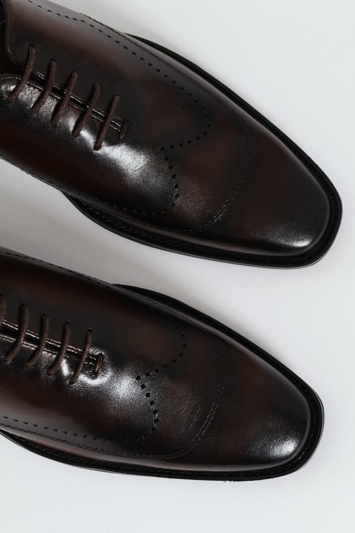 Punched Detail Oxford Shoe - Chocolate
