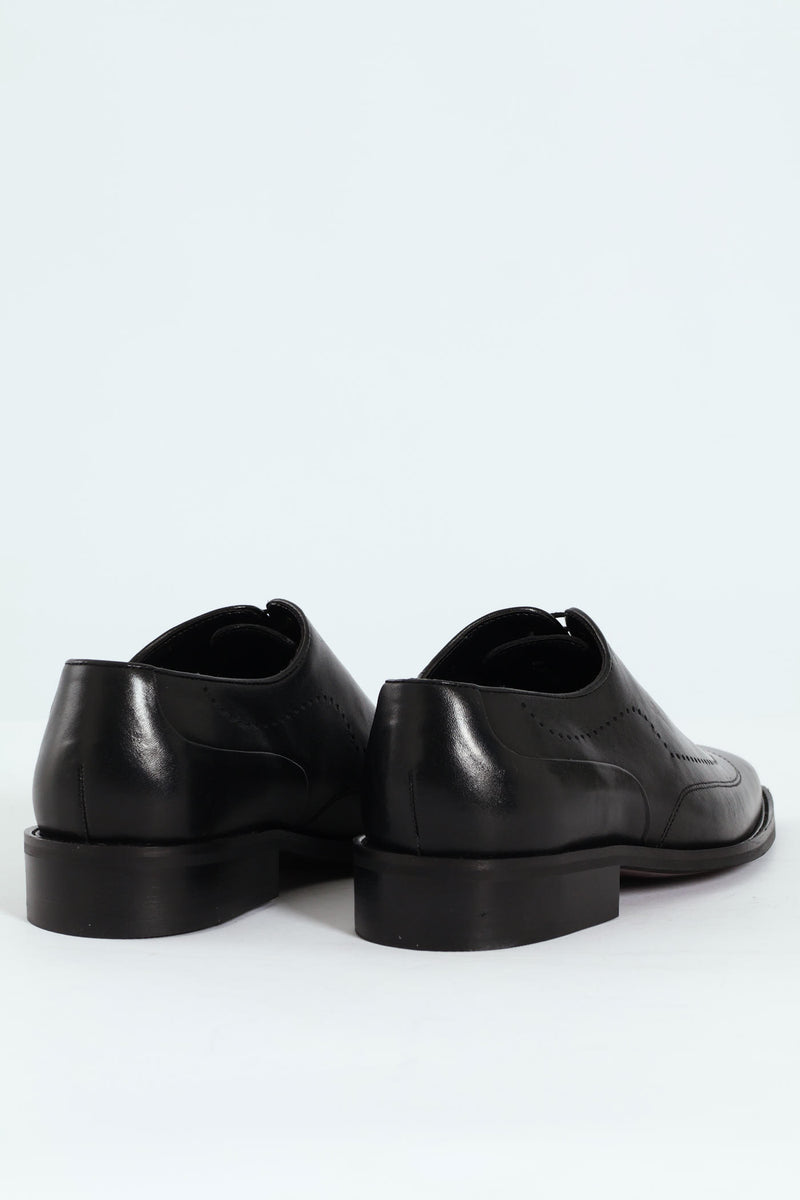 Punched Detail Oxford Shoe - Black
