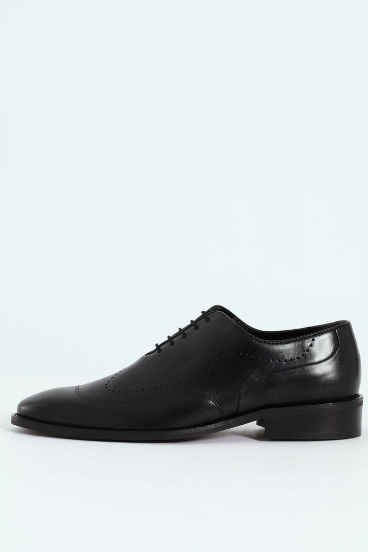 Punched Detail Oxford Shoe - Black