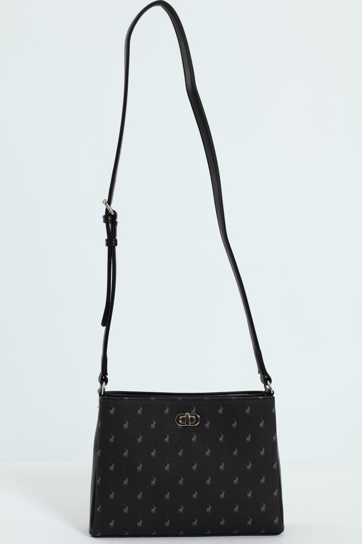 Iconic Multi Compartment Sling Bag - Black