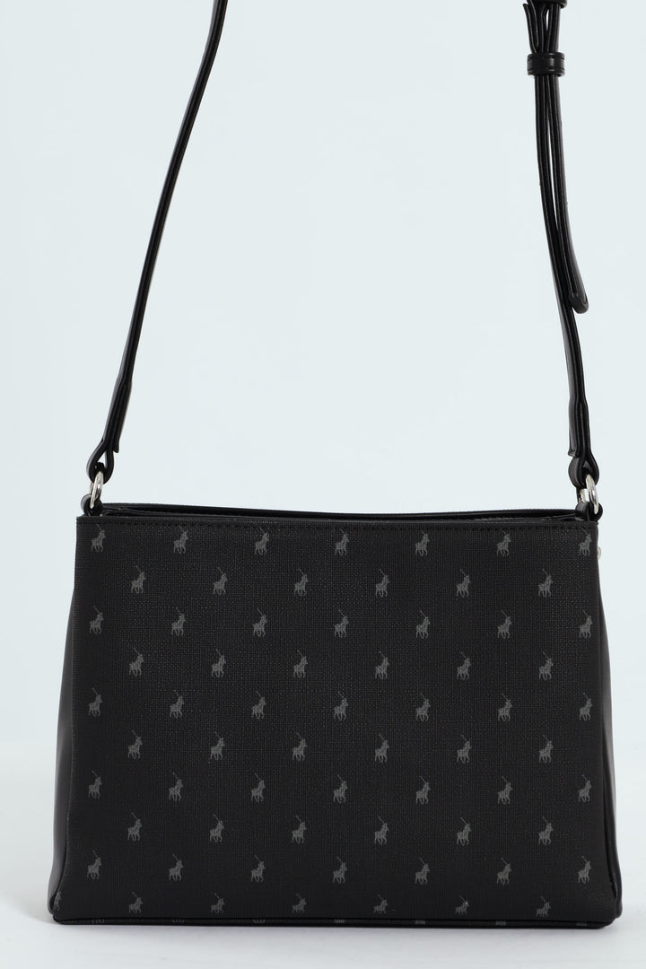 Iconic Multi Compartment Sling Bag - Black