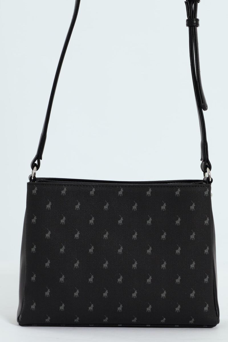 Iconic Multi Compartment Sling Bag - Black