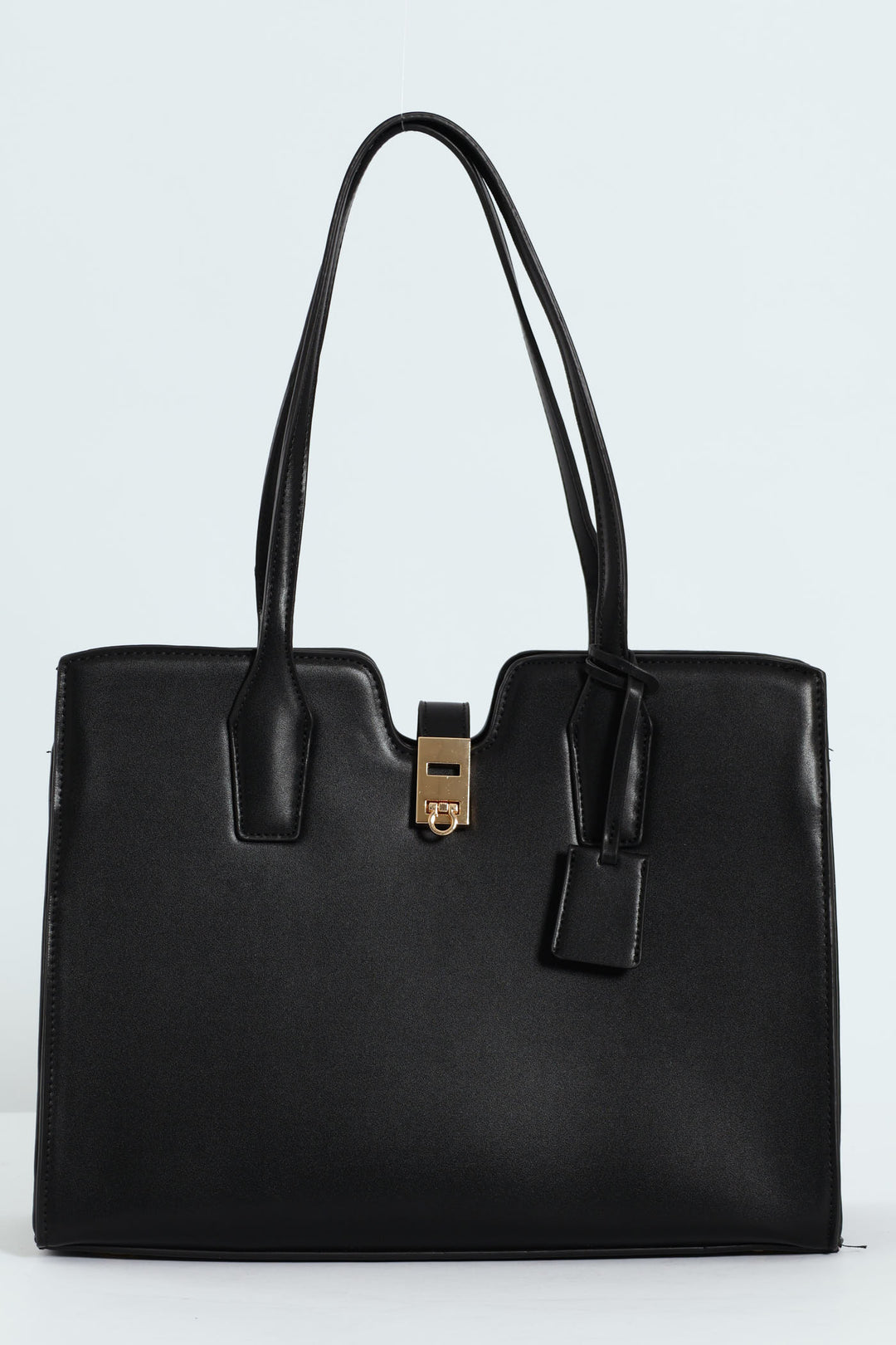 Ladies Large Gold Clasp Square Tote Bag Black – Edgars