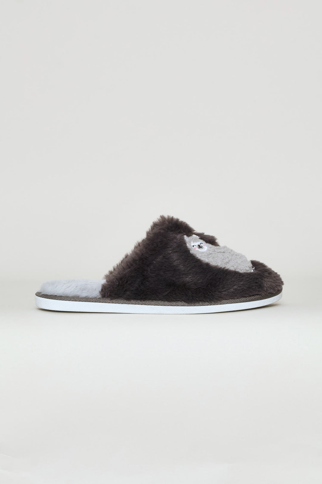 Lamb Embroided Slipper - Grey
