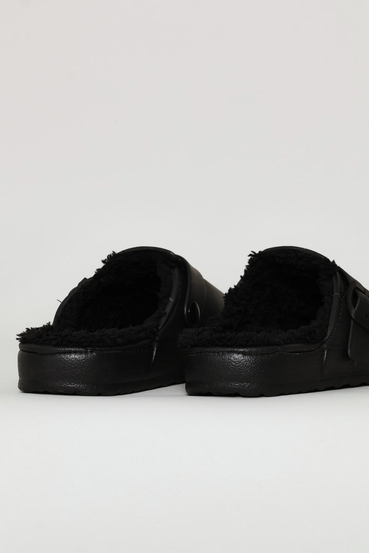 Soft Desi Fur Slip On - Black