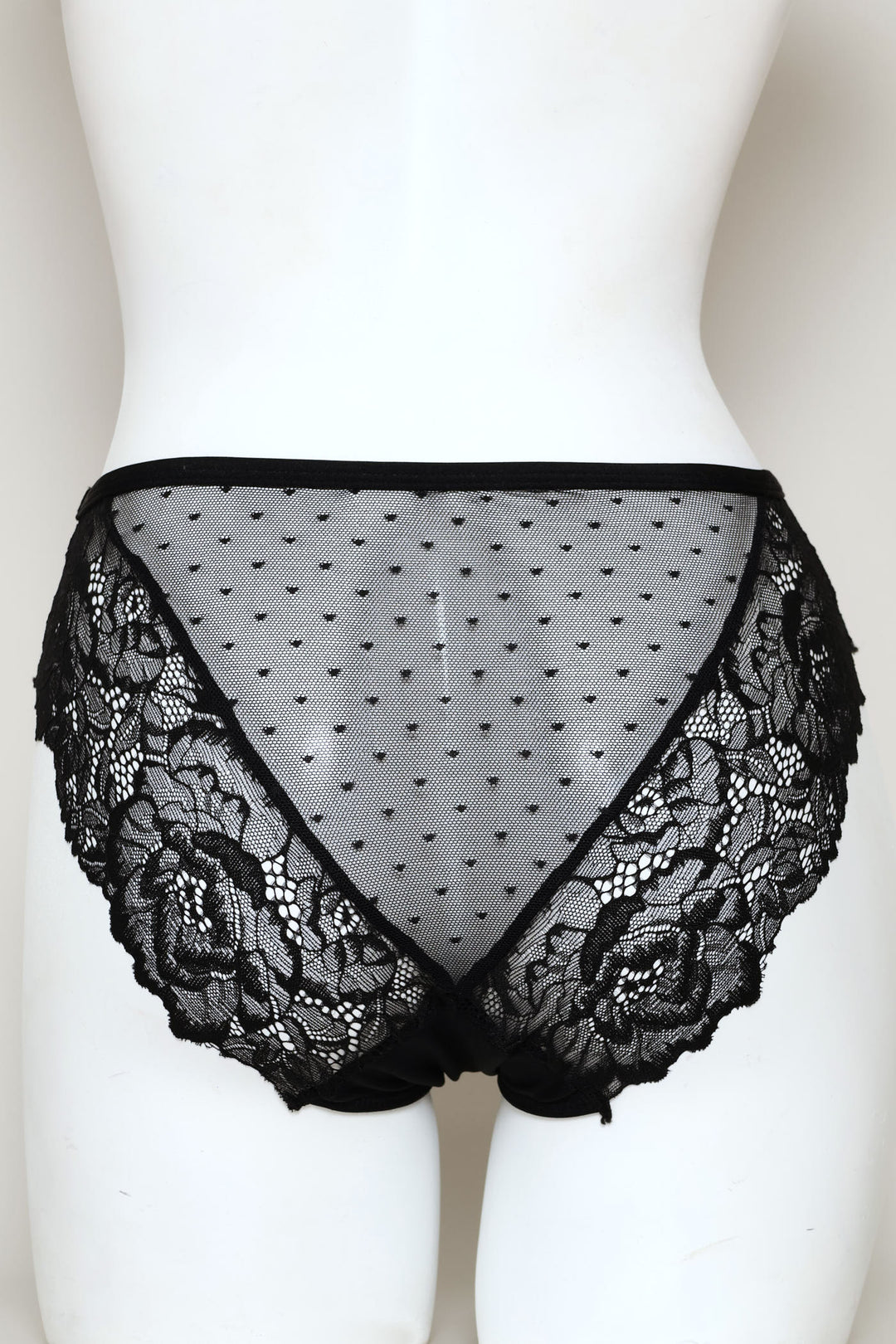 Microfibre Lace Bikini Panty - Black