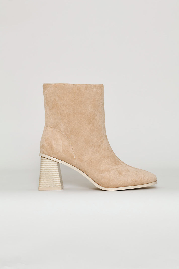 Square Toe Microfibre Boot - Natural
