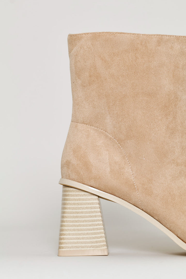 Square Toe Microfibre Boot - Natural