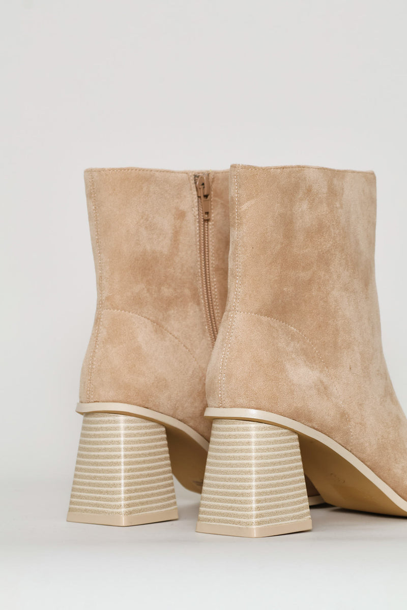 Square Toe Microfibre Boot - Natural