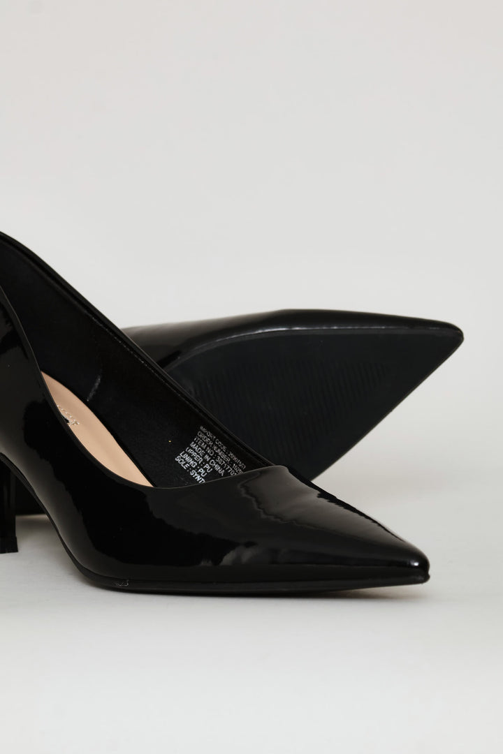 Patent Kitten Court Heel - Black
