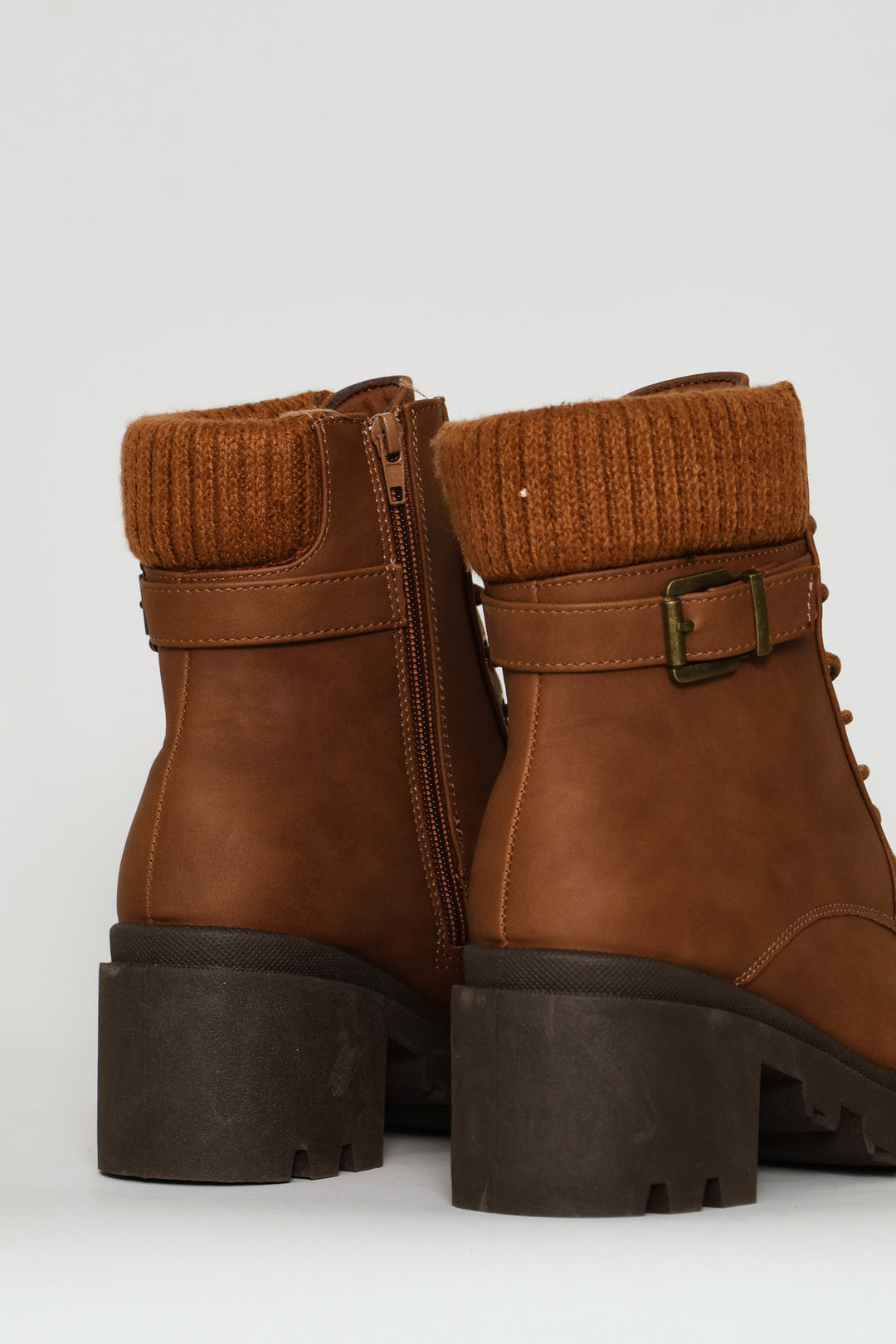Sock Detail Chunky Military Boot - Tan