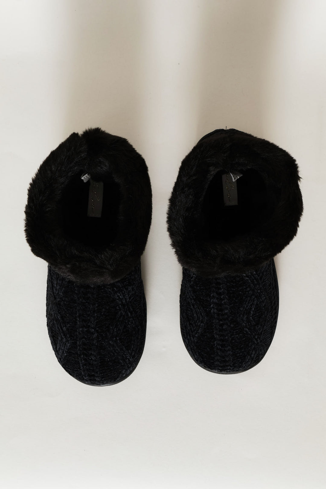 Slipper Bootie With Full Faux Fur Topline - Black