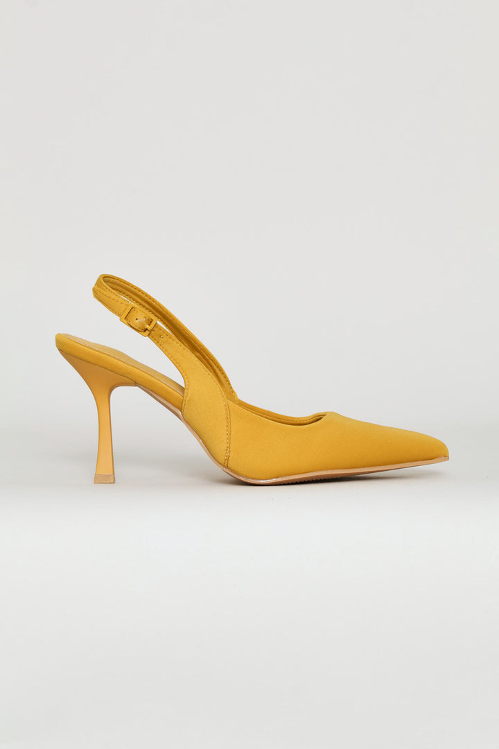 Textured Neoprene Pointy Slingback Heel - Marigold