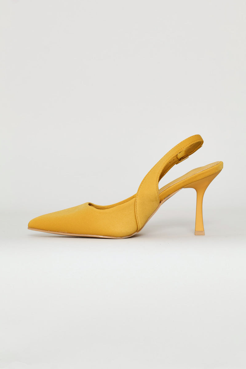 Textured Neoprene Pointy Slingback Heel - Marigold