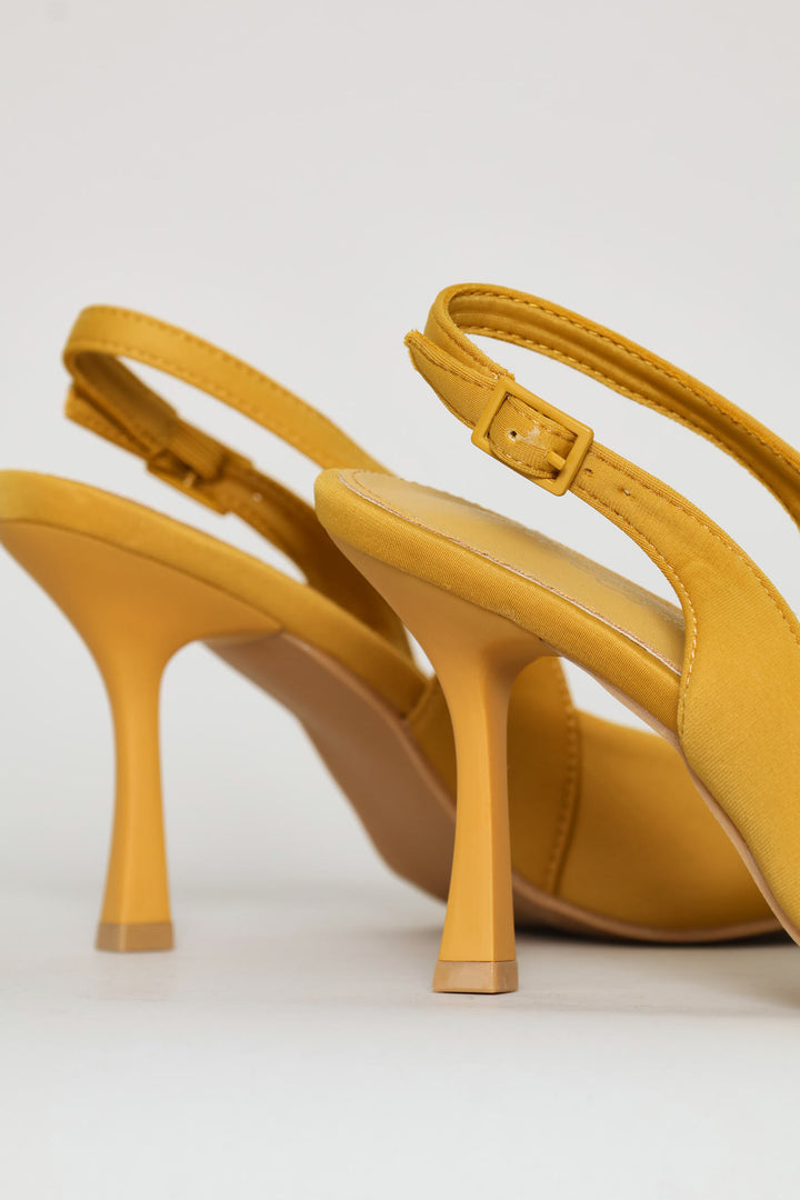 Textured Neoprene Pointy Slingback Heel - Marigold