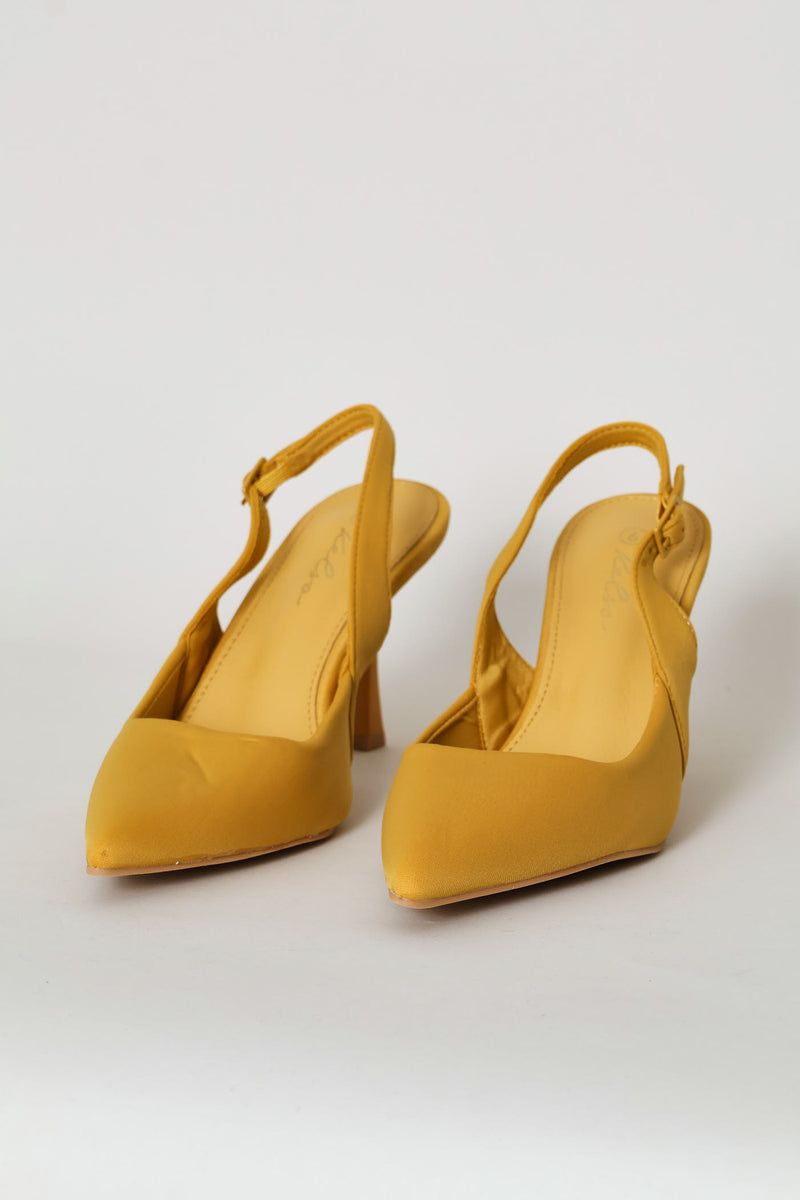 Textured Neoprene Pointy Slingback Heel - Marigold