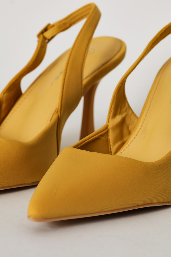 Textured Neoprene Pointy Slingback Heel - Marigold