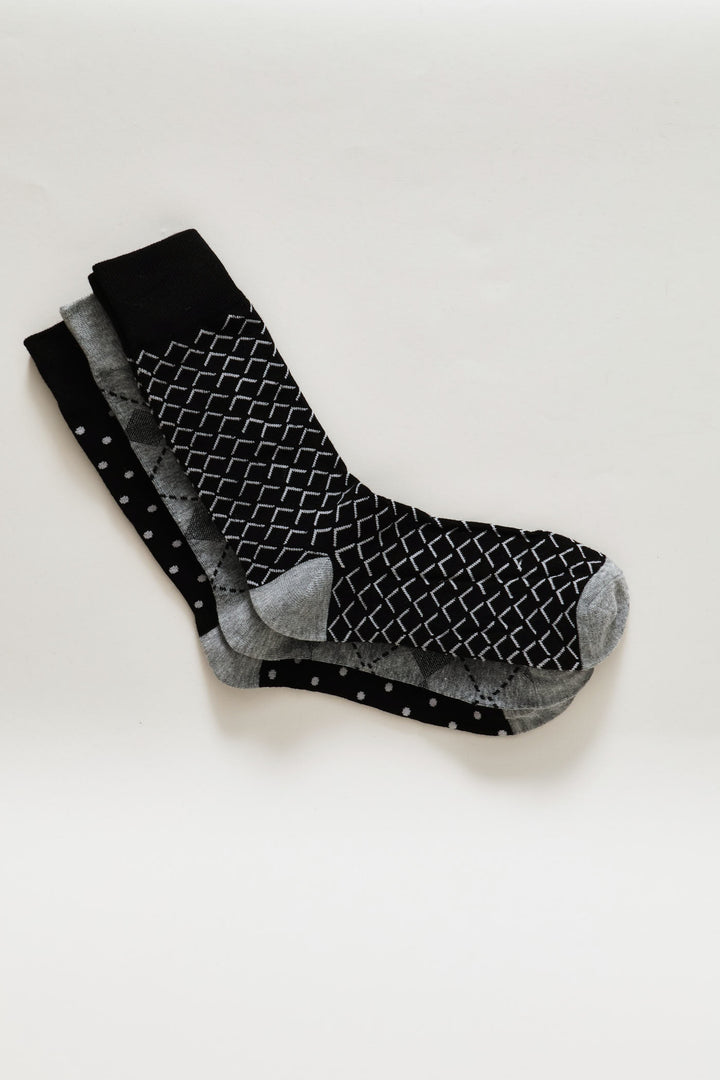 3 Pack Fashion Anklet - Black/Grey