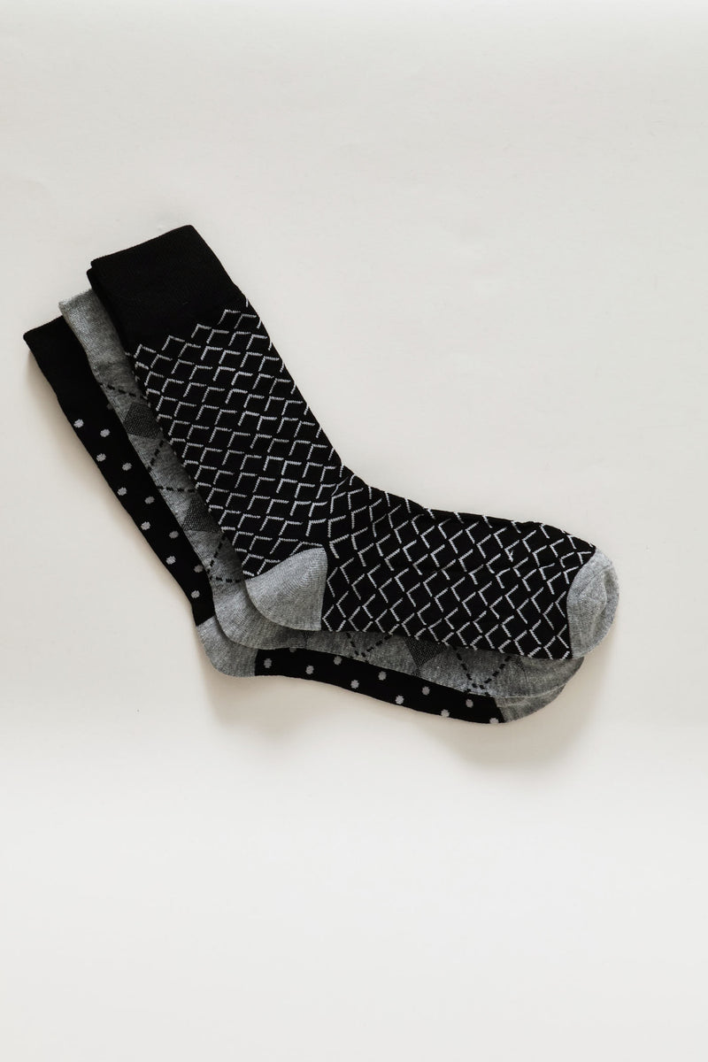 3 Pack Fashion Anklet - Black/Grey