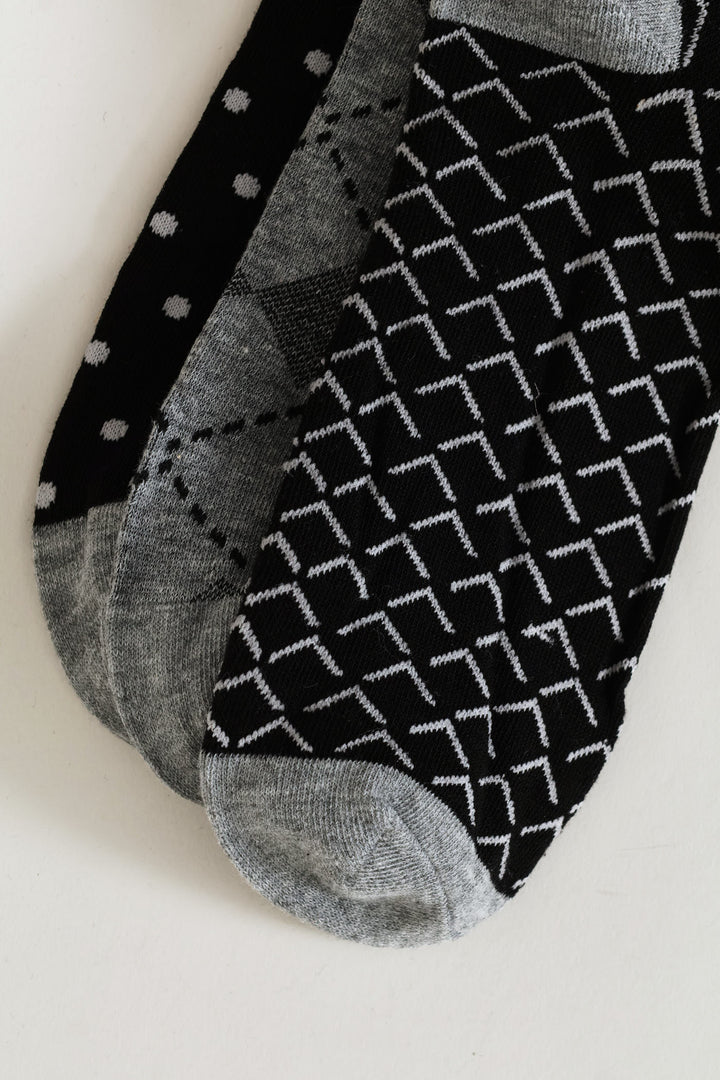 3 Pack Fashion Anklet - Black/Grey