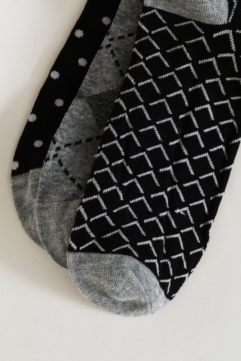 3 Pack Fashion Anklet - Black/Grey