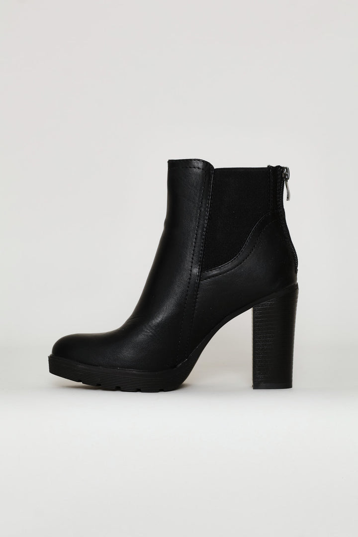 High Heel Ankle Boot - Black