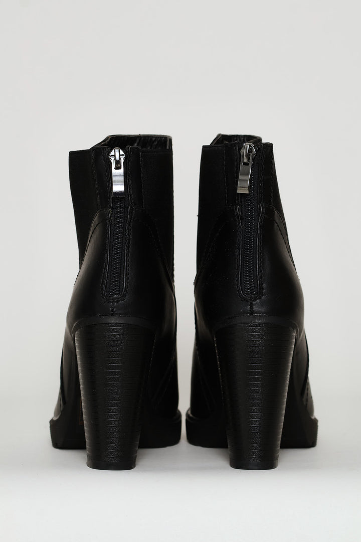 High Heel Ankle Boot - Black