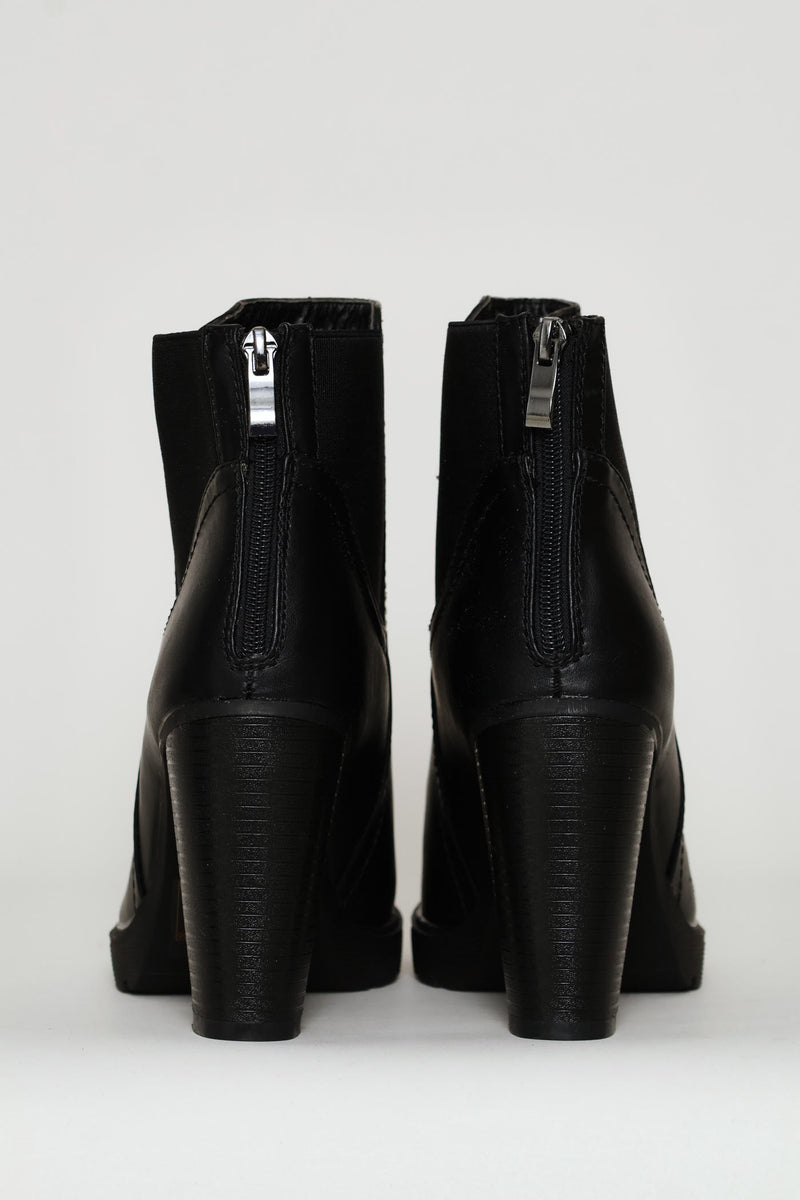 High Heel Ankle Boot - Black