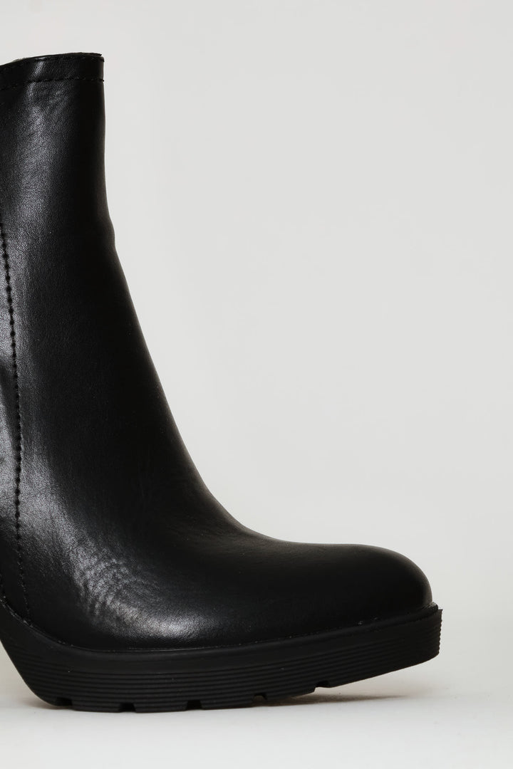 High Heel Ankle Boot - Black