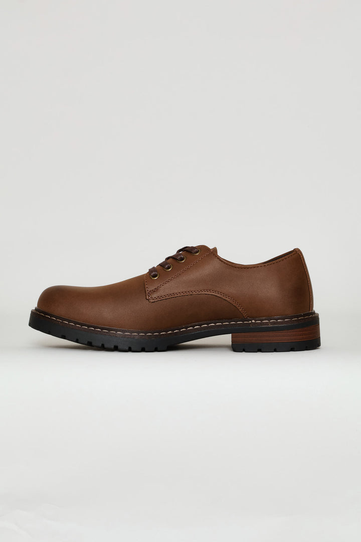Basic Lace Up Smart Casual Derby Shoe - Brown