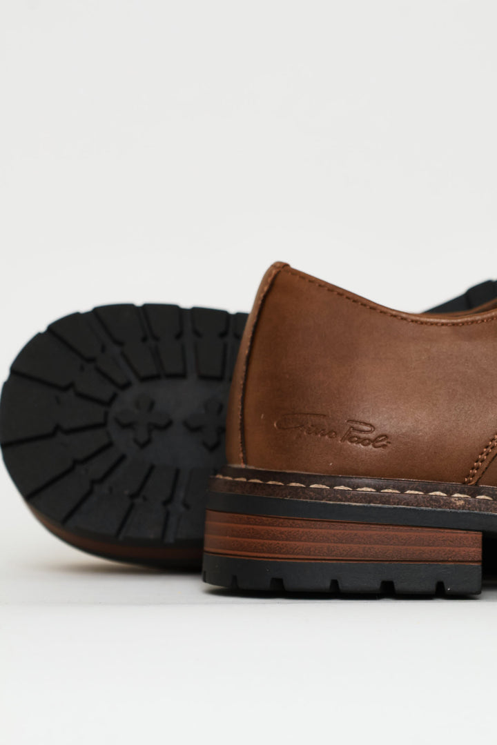 Basic Lace Up Smart Casual Derby Shoe - Brown