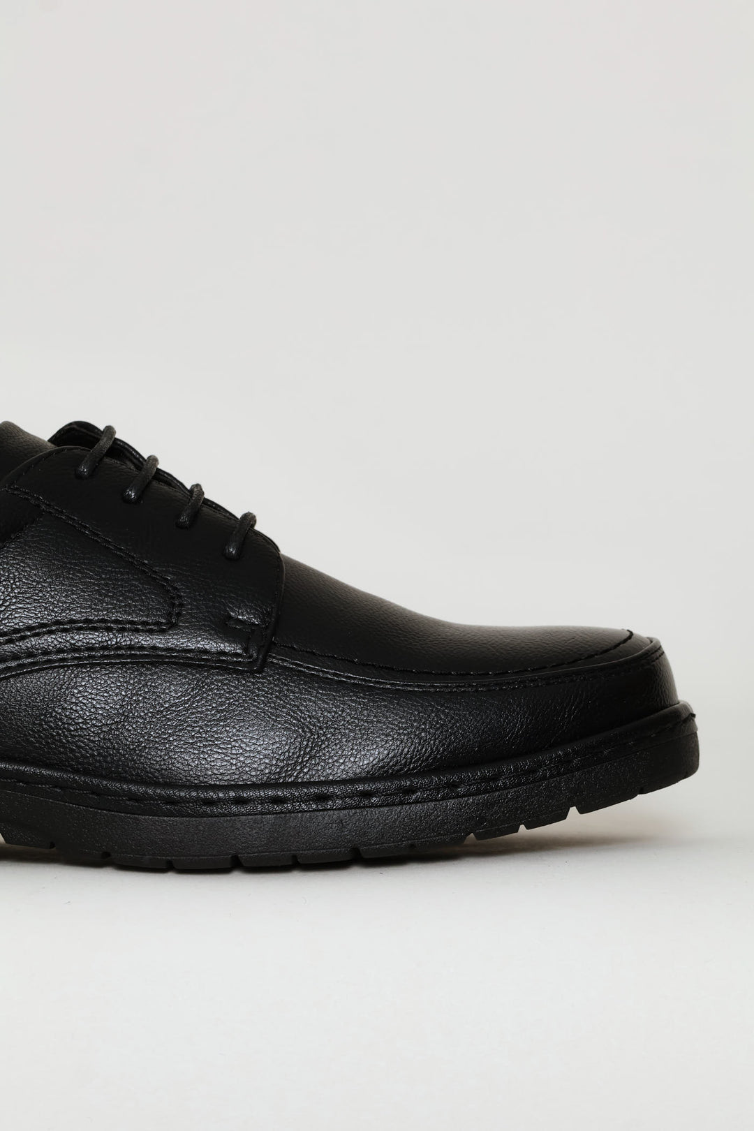 Lace Up Smart Casual Comfit Shoe With Sole Stitch - Black