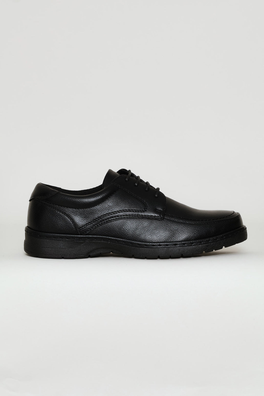 Lace Up Smart Casual Comfit Shoe With Sole Stitch - Black