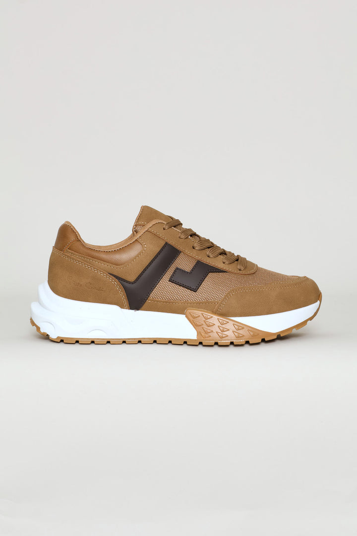 Panel Detail Retro Sneaker - Tan