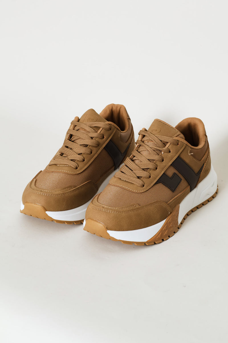 Panel Detail Retro Sneaker - Tan