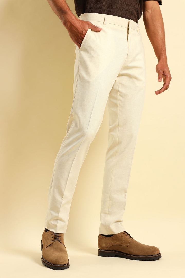 Slim Linen Suit Trouser - Natural
